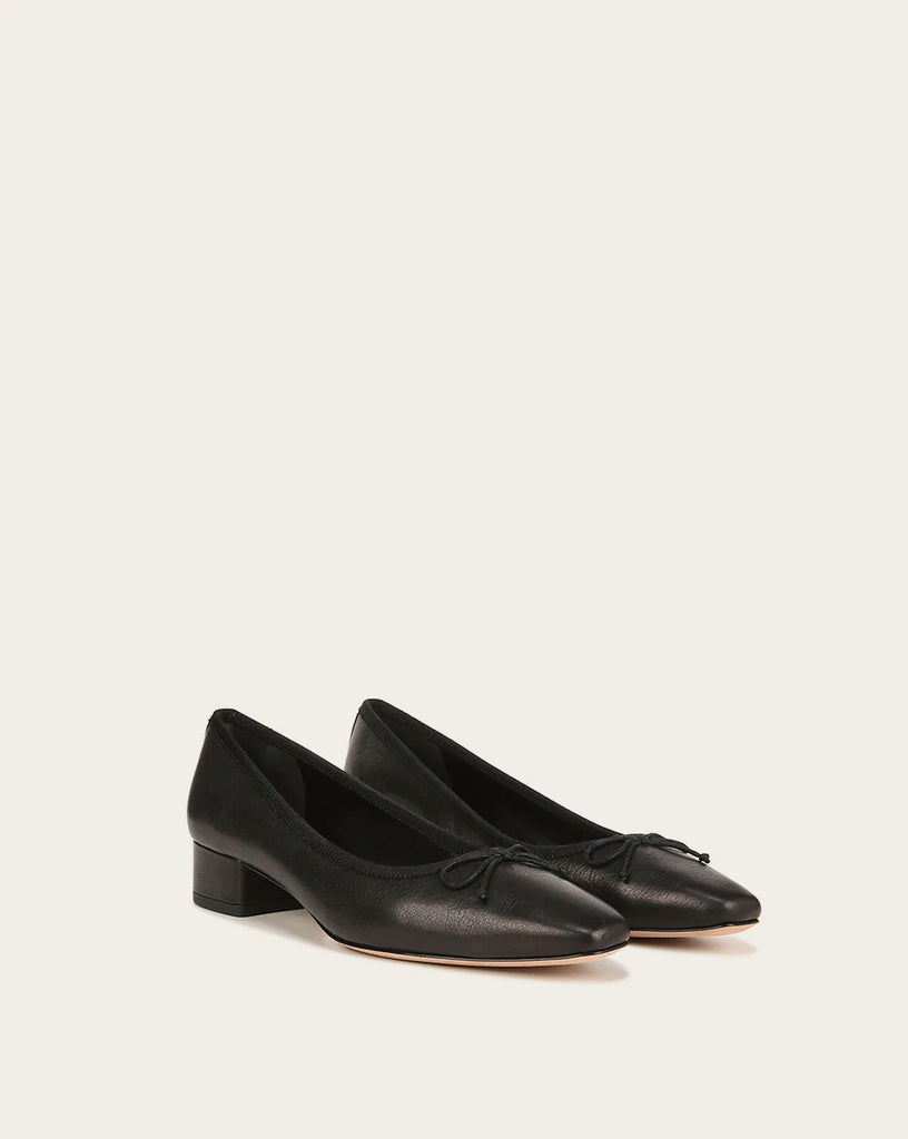 Cecile Leather Ballet Pump in Black