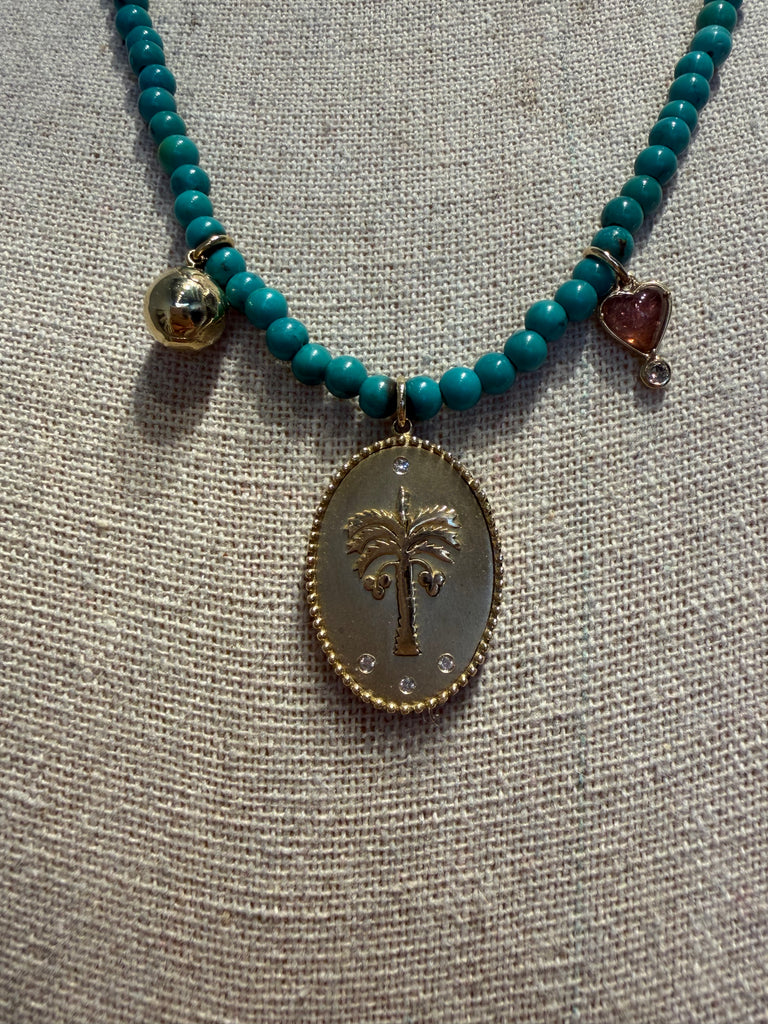 OAK Turquoise Beaded Necklace with Charms