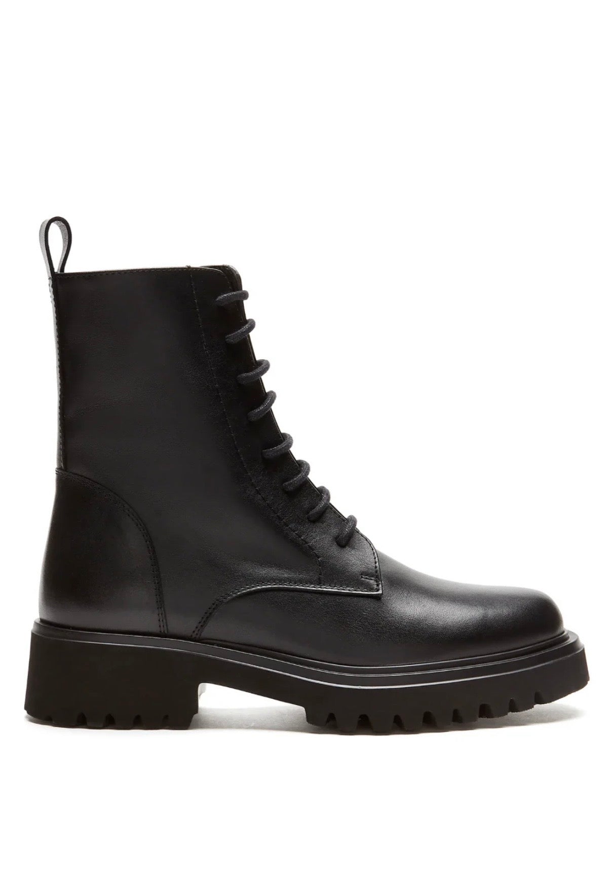 Knowledge Leather Lace Up Boot in Black