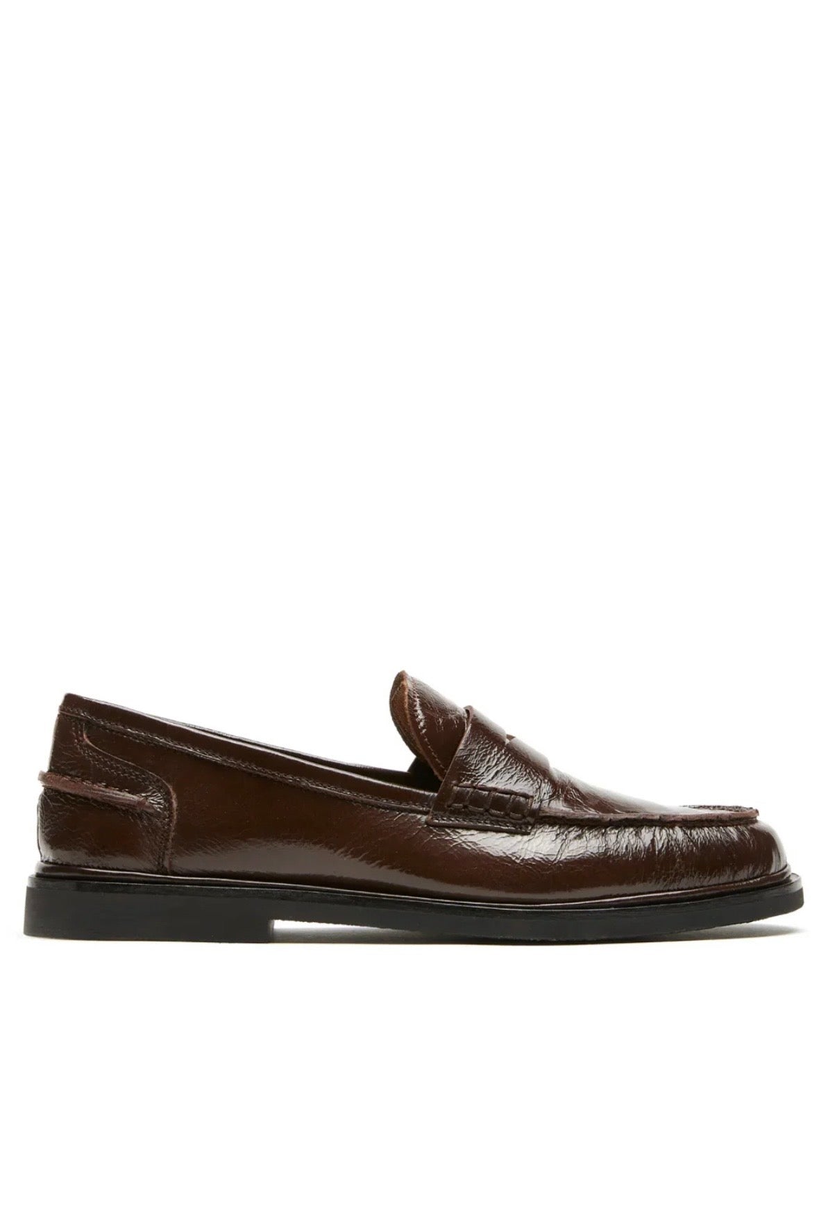 Magnet Crushed Leather Loafer in Brown