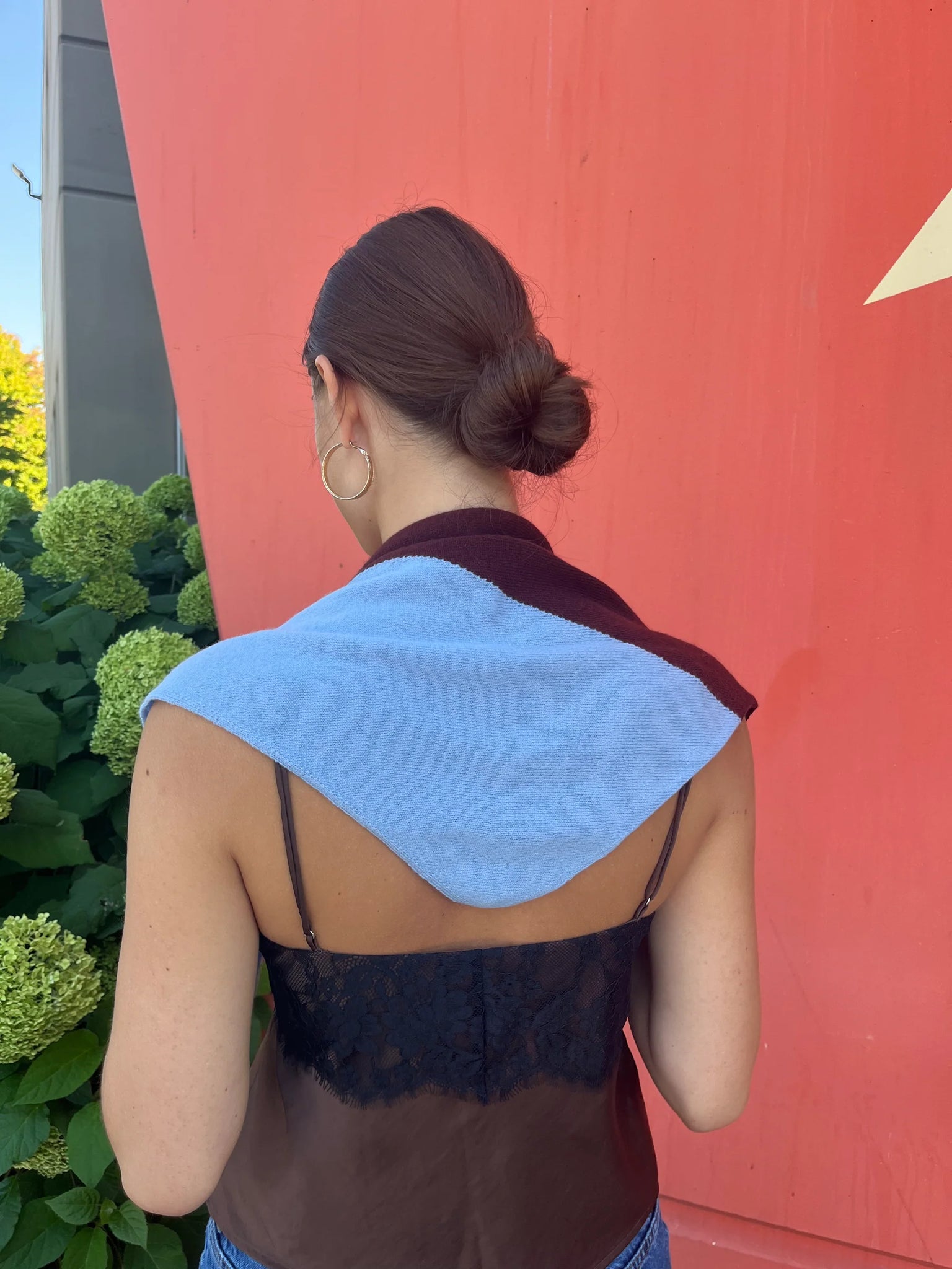 Cashmere Kerchief in Black + Ivory Stripe