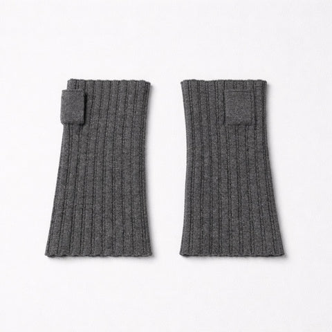 Luxe Ribbed Wrist Warmers in Mid Grey