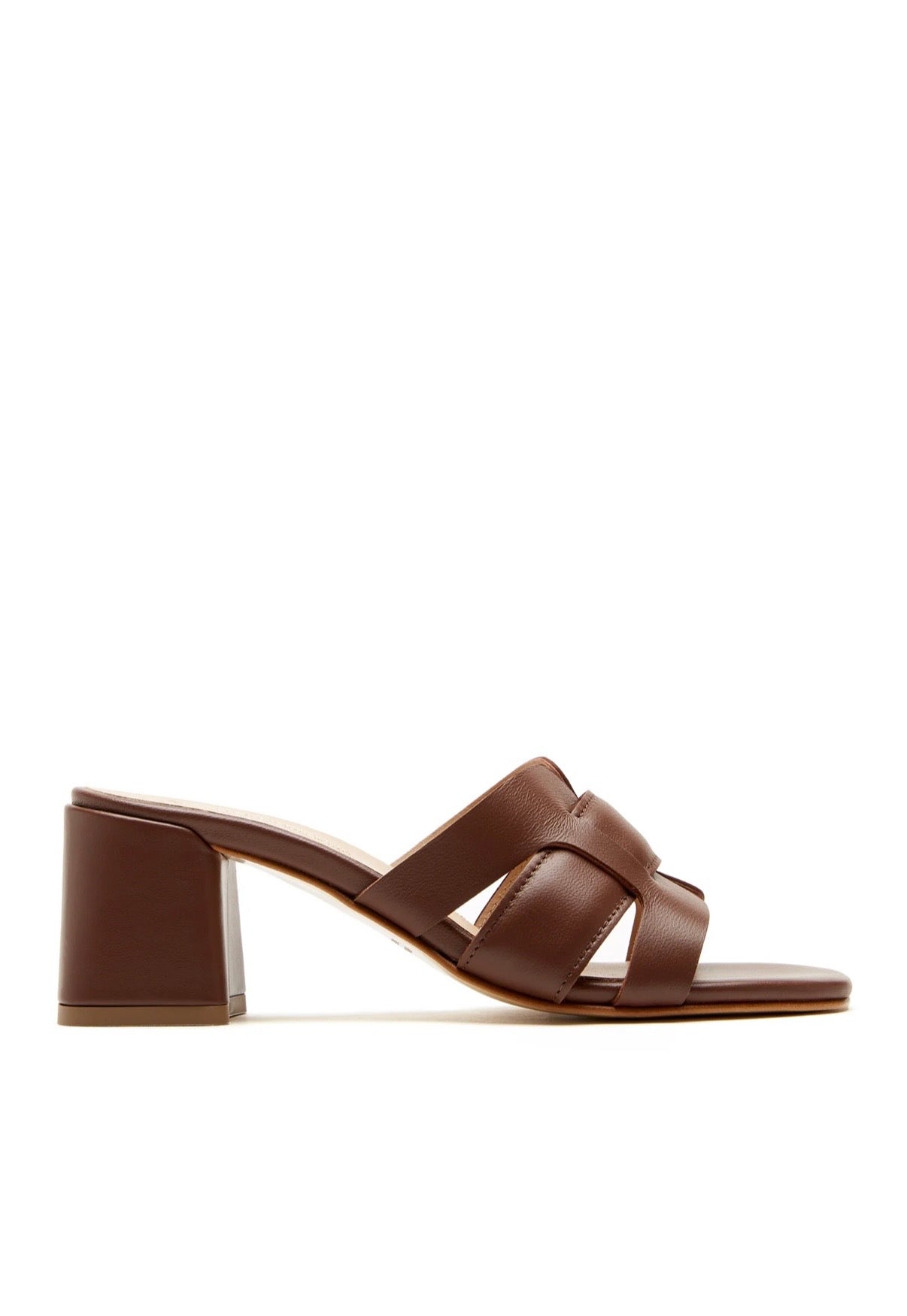 Fleetwood Heeled Leather Sandal in Brown