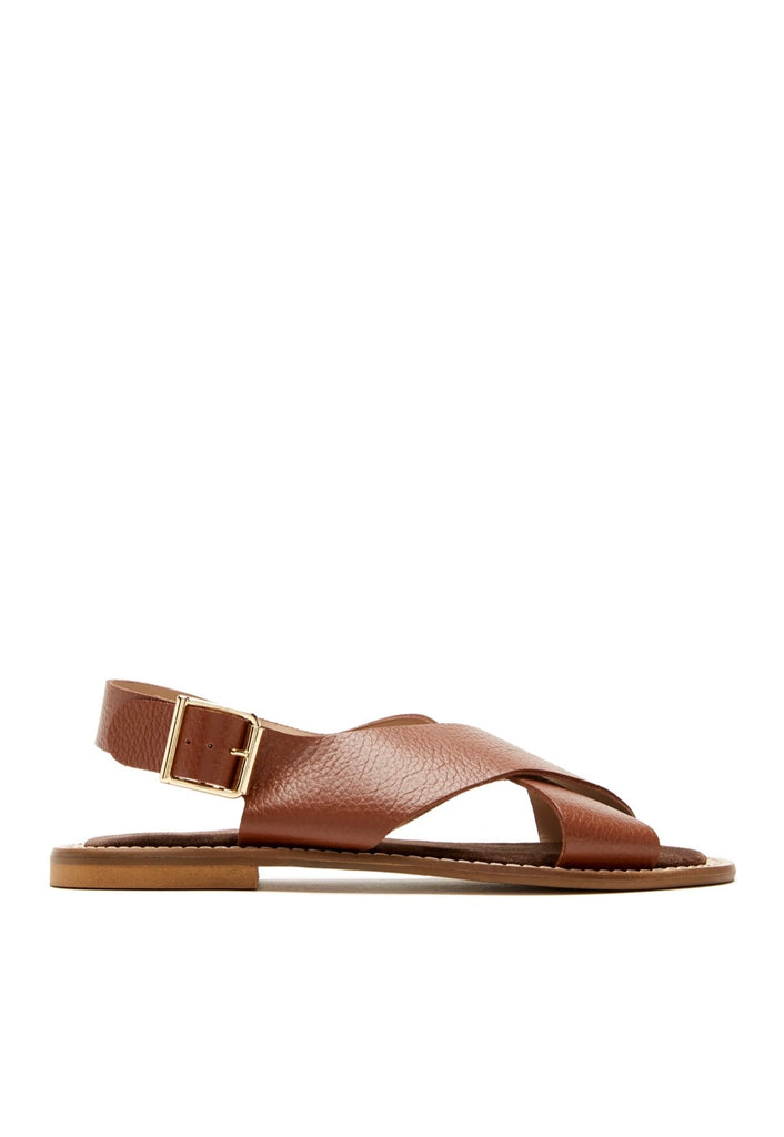 Freeda Leather Sandal in Caramel Pebble