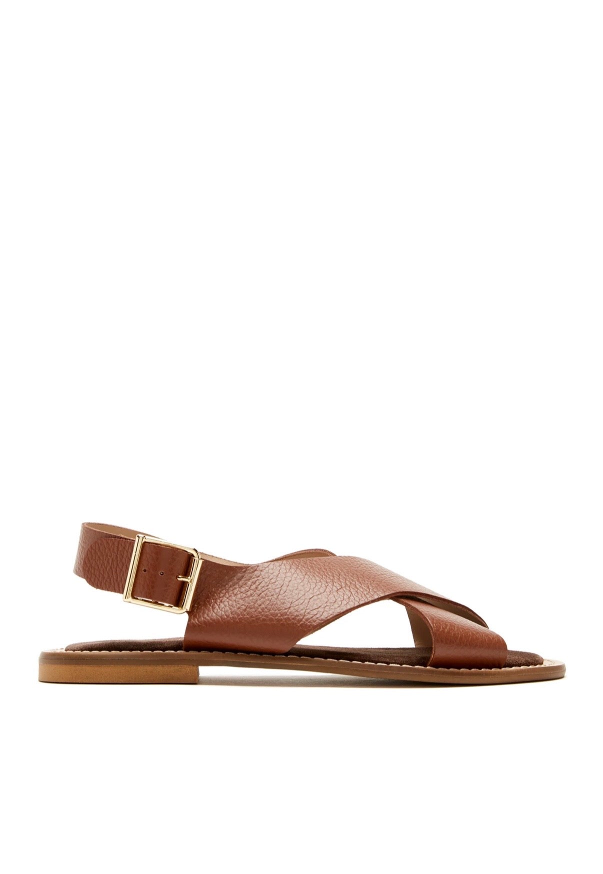 Freeda Leather Sandal in Caramel Pebble