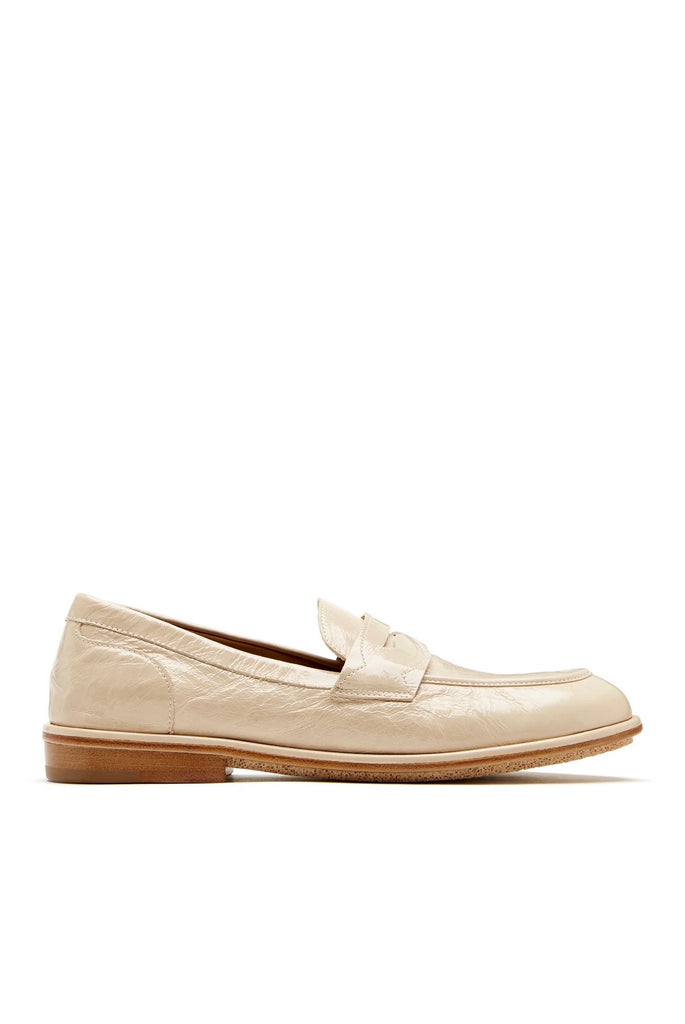 Trinity Crushed Leather Loafer in Beige