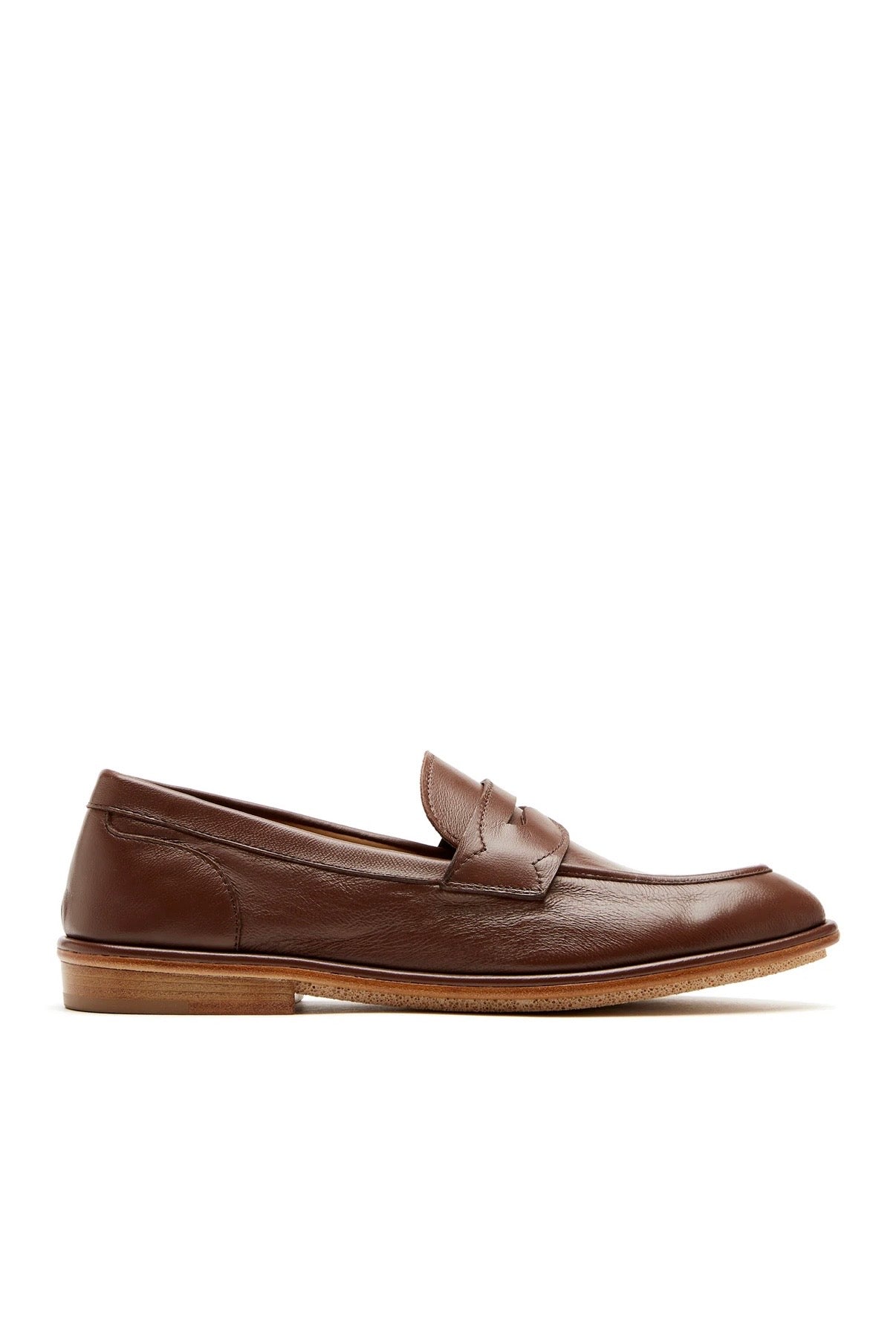 Trinity Crushed Leather Loafer in Brown