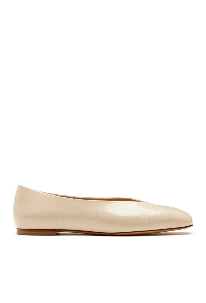 Jersey Leather Flat in Beige