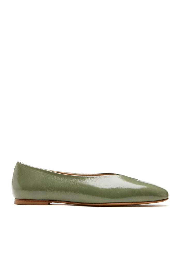 Jersey Leather Flat in Sage