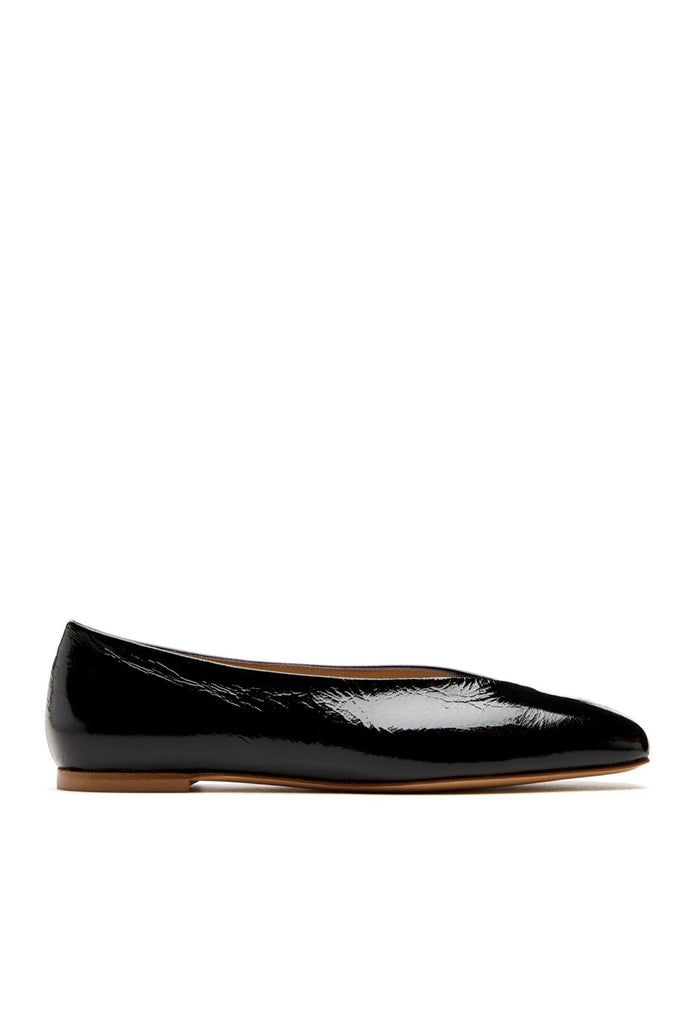 Jersey Leather Flat in Black