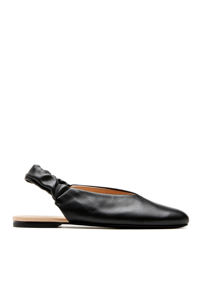 Glenn Leather Slingback Flat in Black