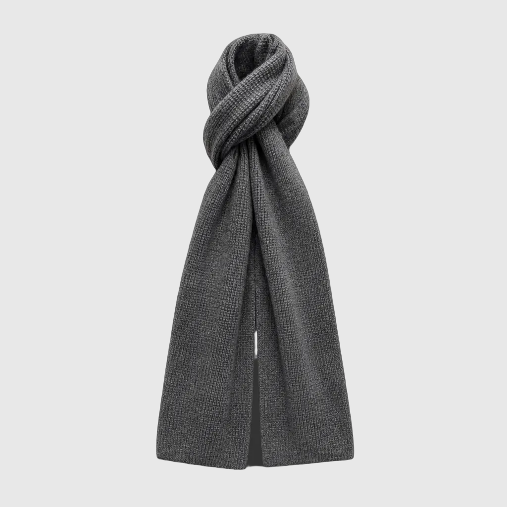 Cashmere Waffle Scarf in Graphite Heather