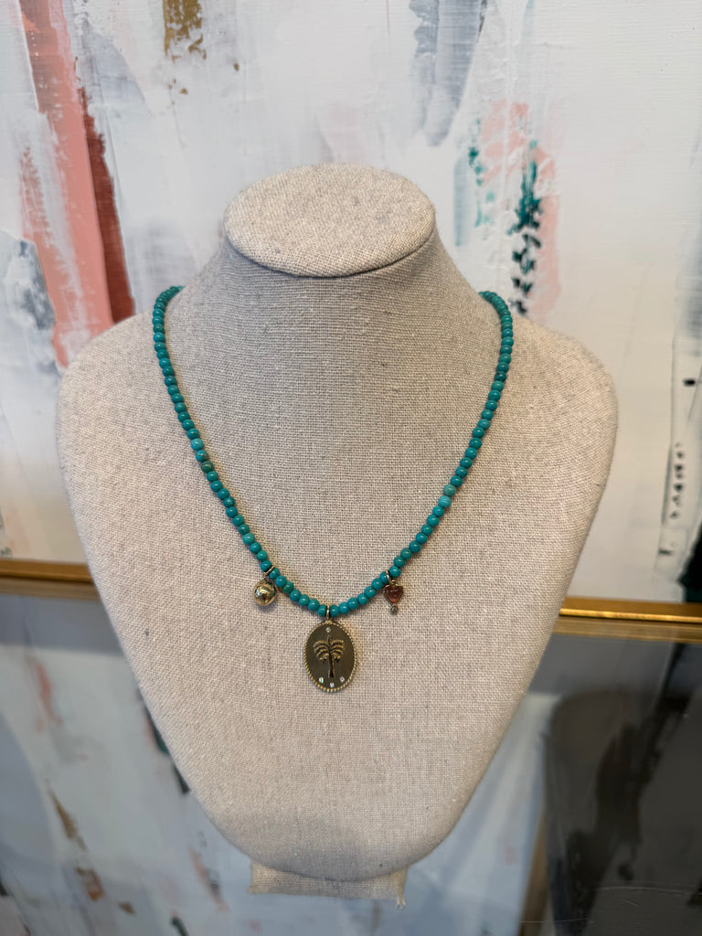 OAK Turquoise Beaded Necklace with Charms