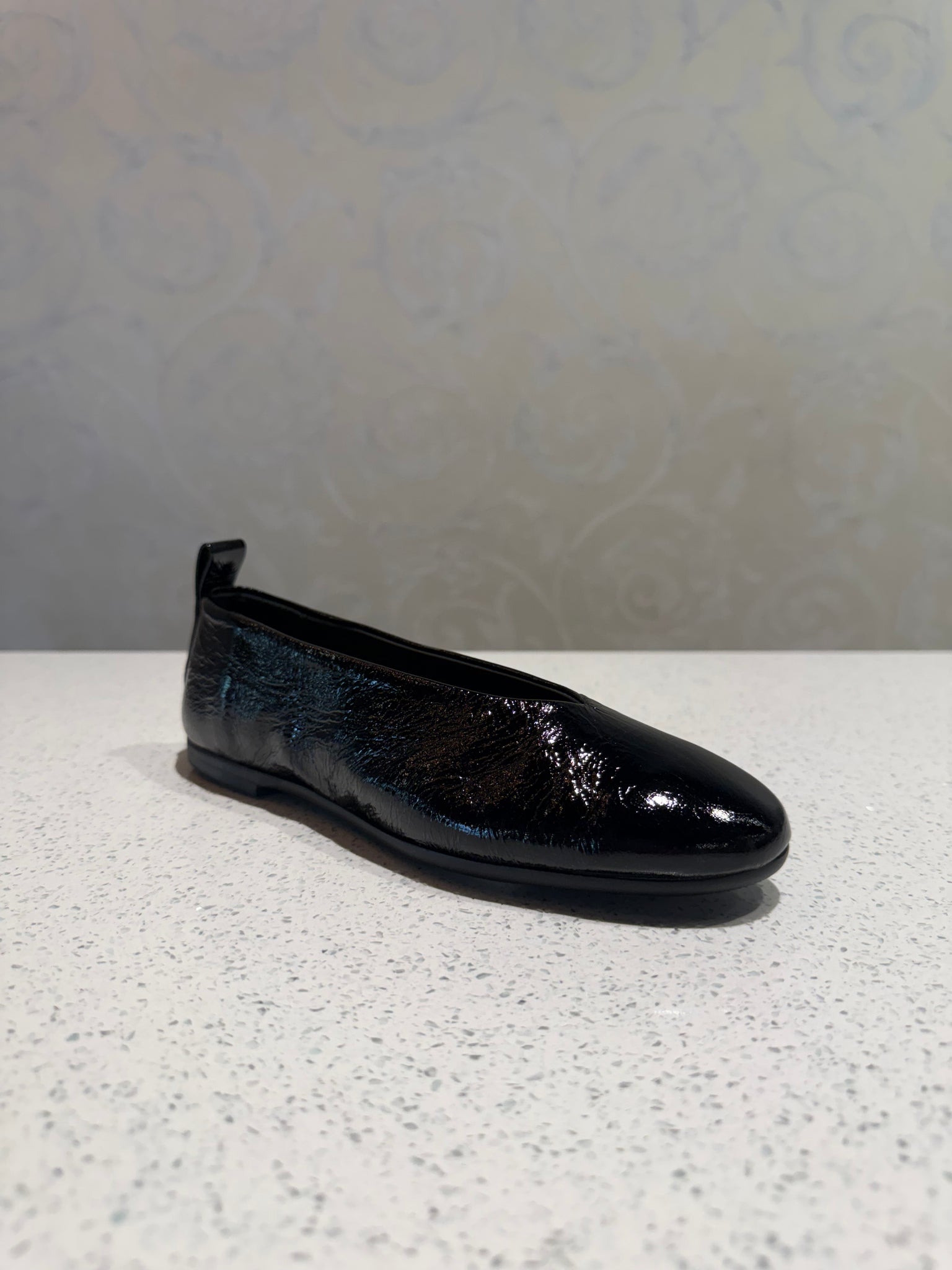 Gentil Crushed Leather Flat in Black