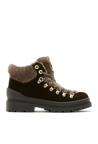Laugh Shearling Lined Suede Bootie in Brunette