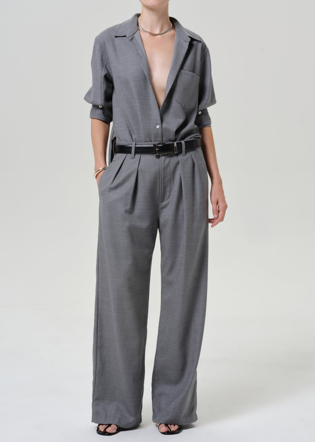 Ines Italian Virgin Wool Trouser in Gris