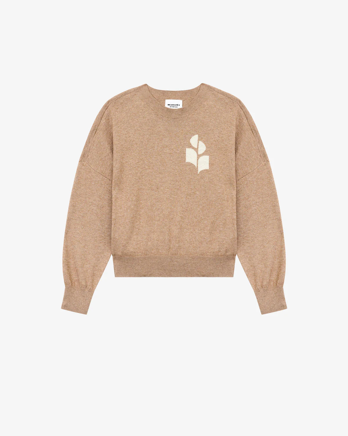 Marisans Logo Sweater in Mixed Cotton in Camel