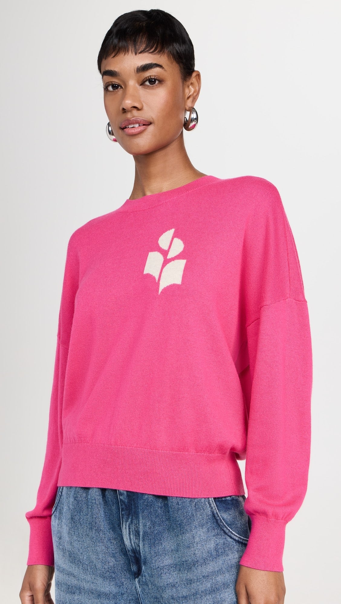 Marisans Logo Sweater in Mixed Cotton in Orchid