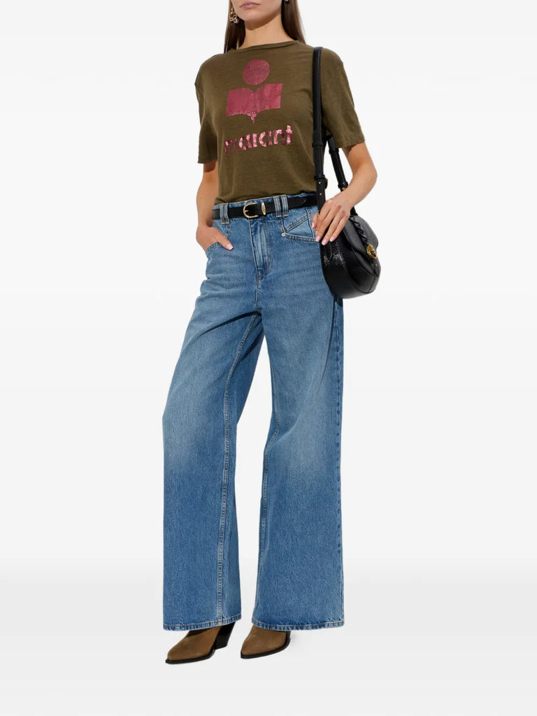 Zewel Tee Shirt in Khaki/Pink