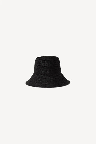 Felix Bucket Packable Raffia Straw Hat in Black