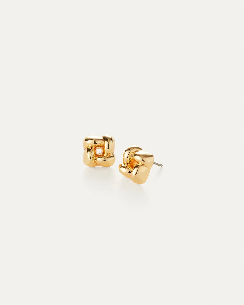 Mini Woven Square Earrings in Gold