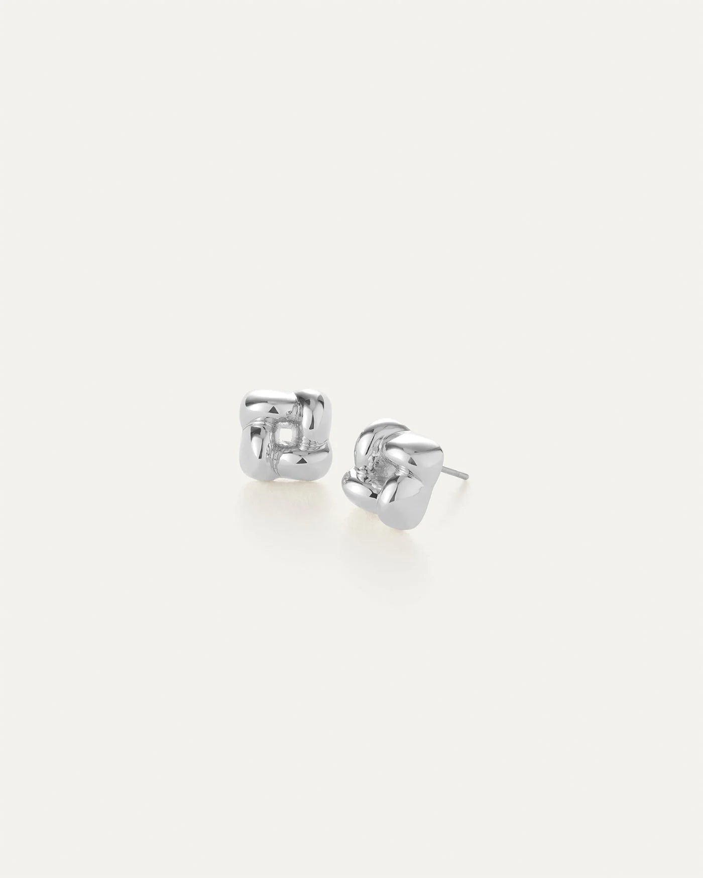 Mini Woven Square Earrings in Silver