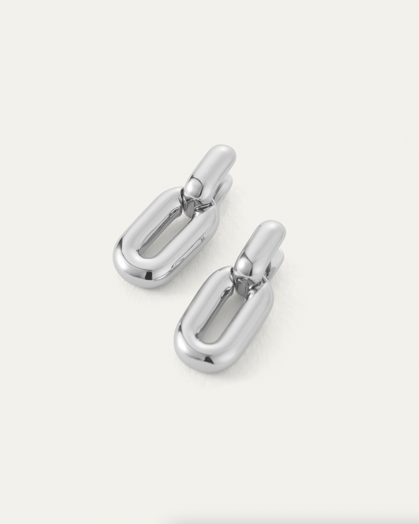 Puffy Detachable Link Earrings in Silver
