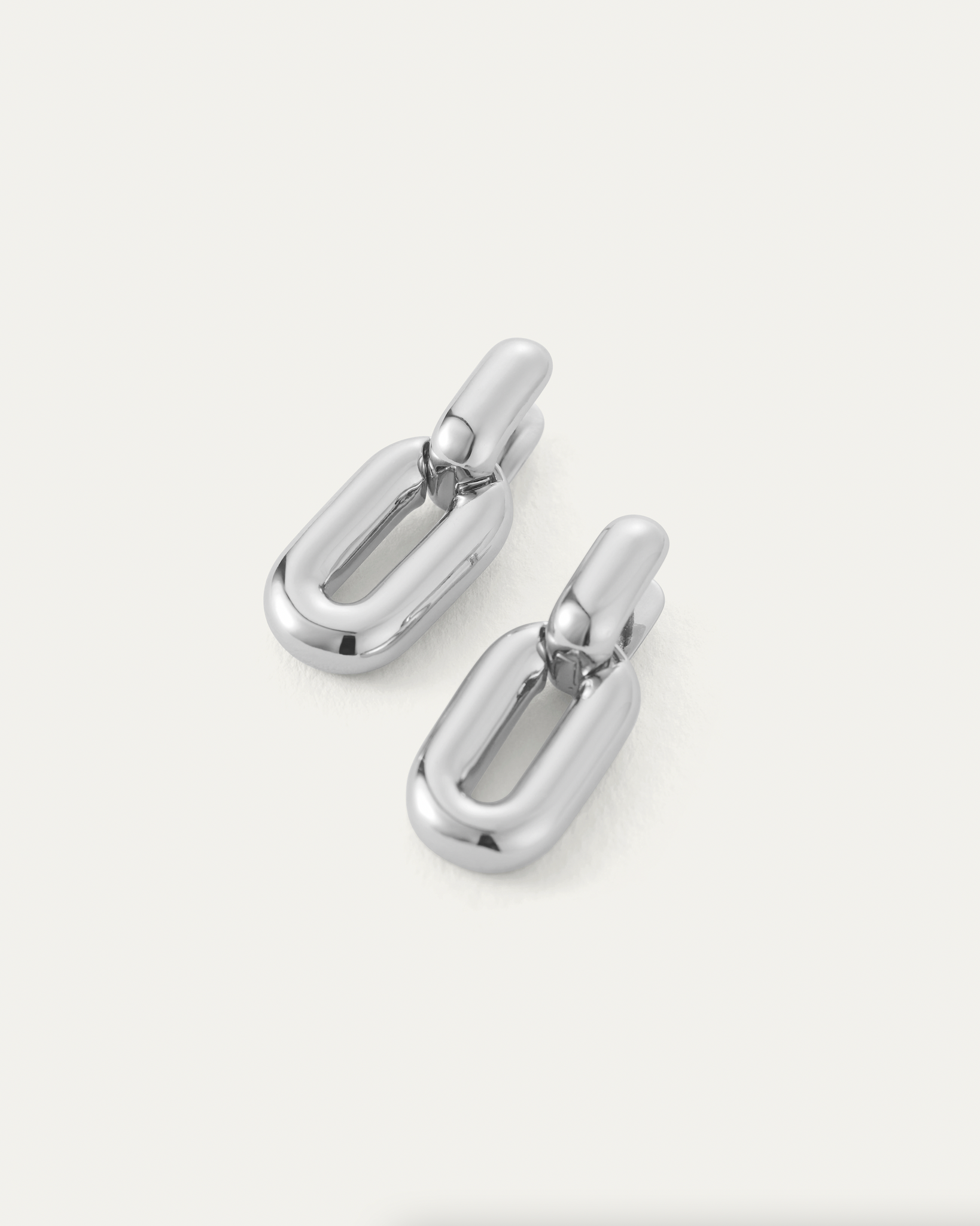 Puffy Detachable Link Earrings in Silver
