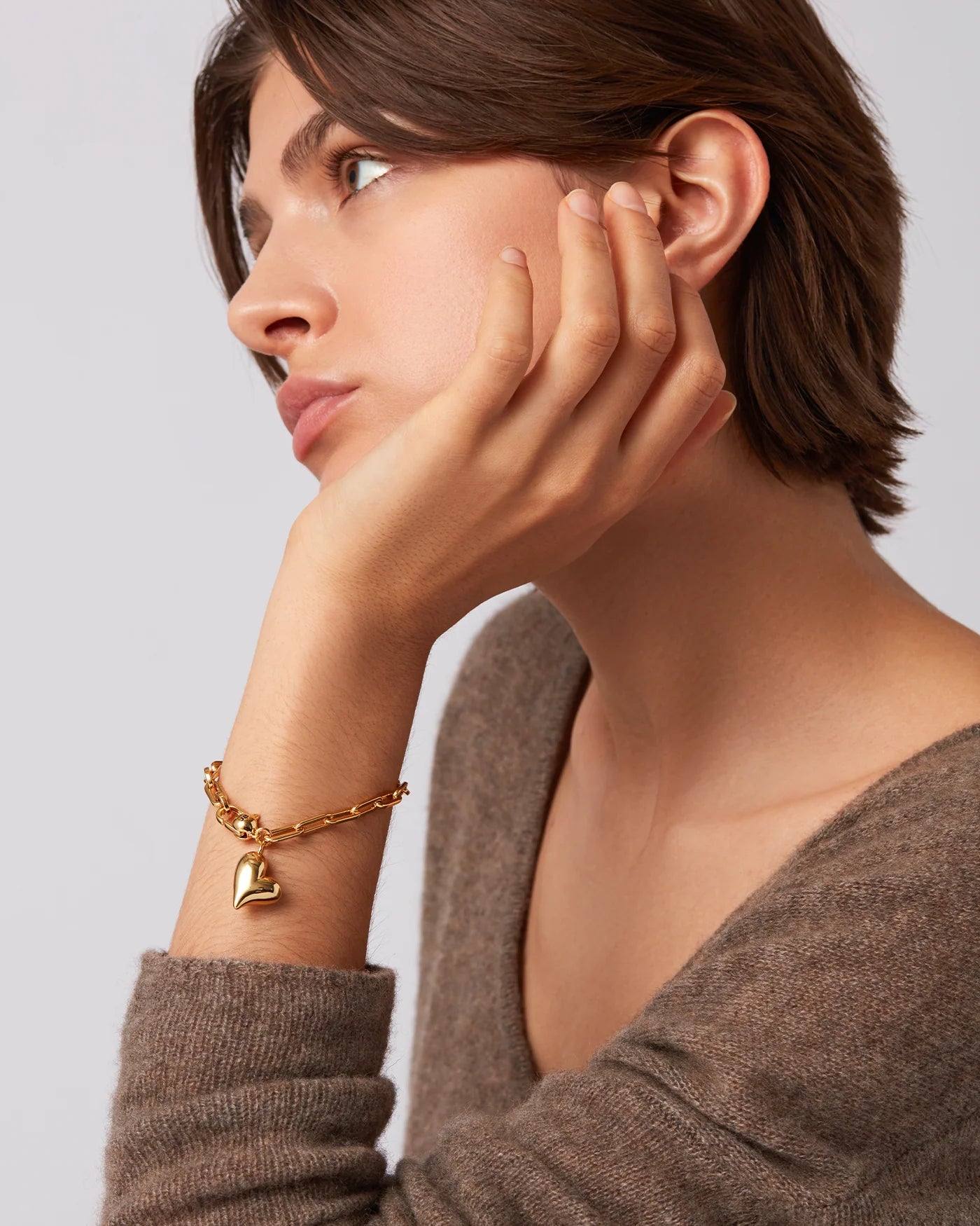 Puffy Heart Bracelet in Gold