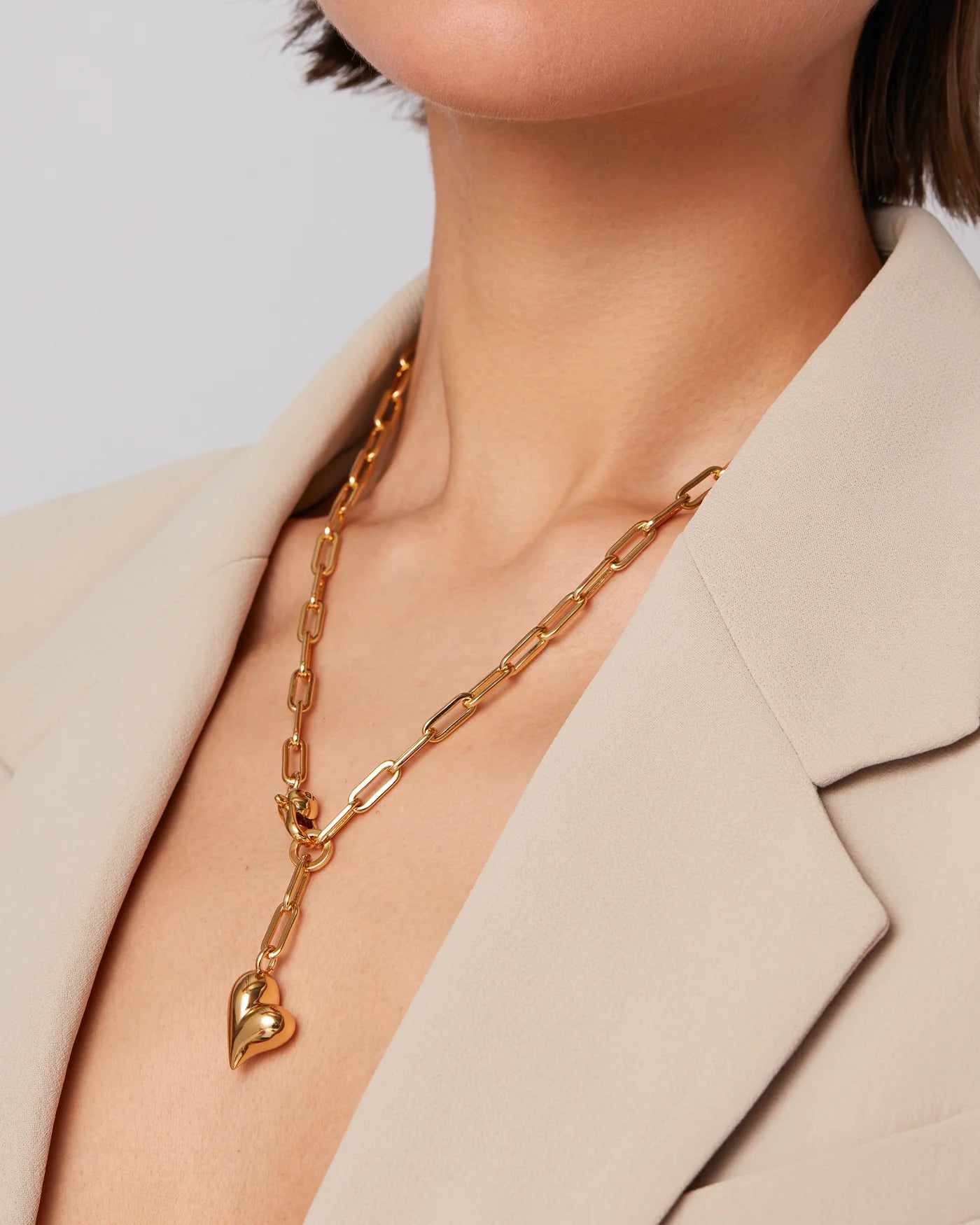 Puffy Heart Necklace in Gold