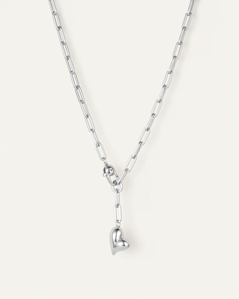 Puffy Heart Necklace in Silver