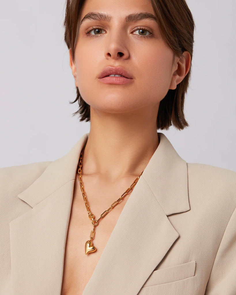 Puffy Heart Necklace in Gold