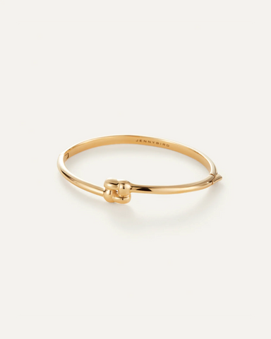 Slim Woven Square Bangle in Gold