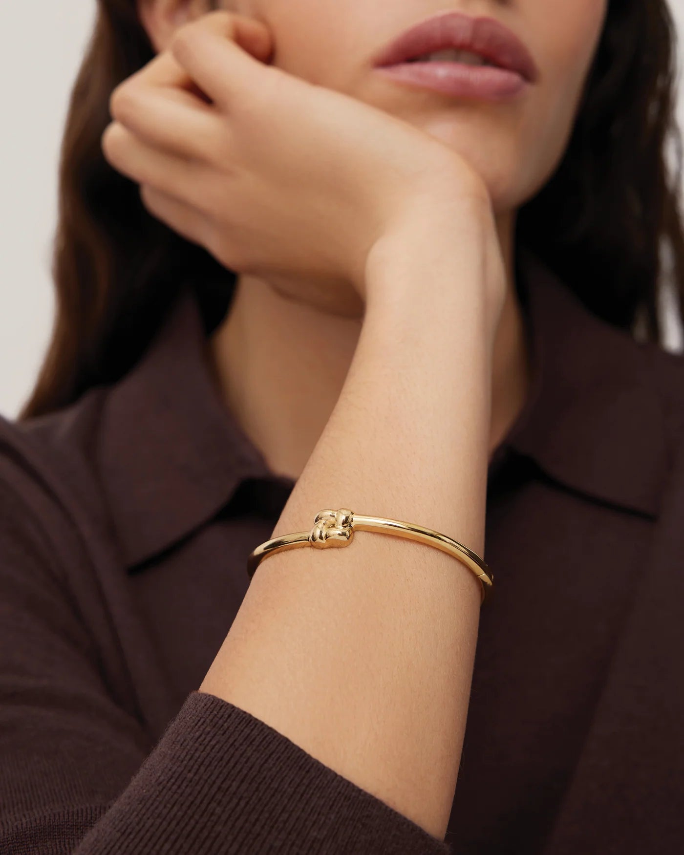 Slim Woven Square Bangle in Gold