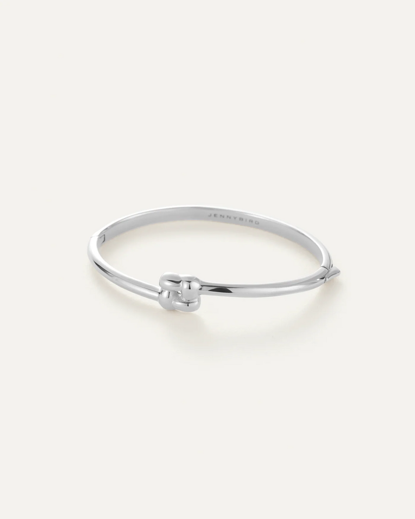 Slim Woven Square Bangle in Silver