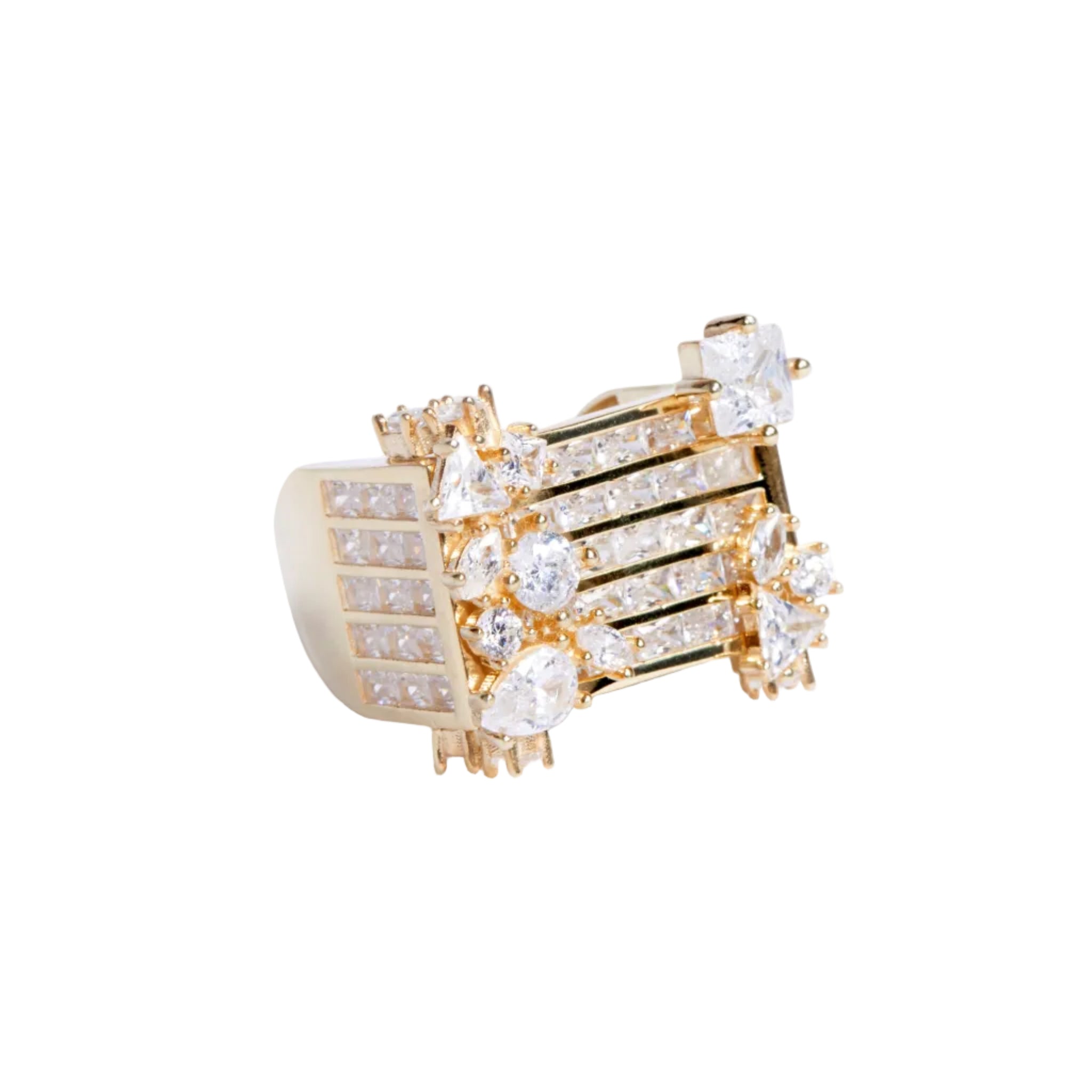 JesseRay Ring Ring in Gold and Clear Crystals