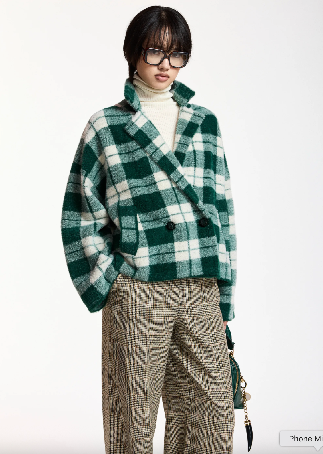 Karreau Check Knitted Jacket in Forest Whisper