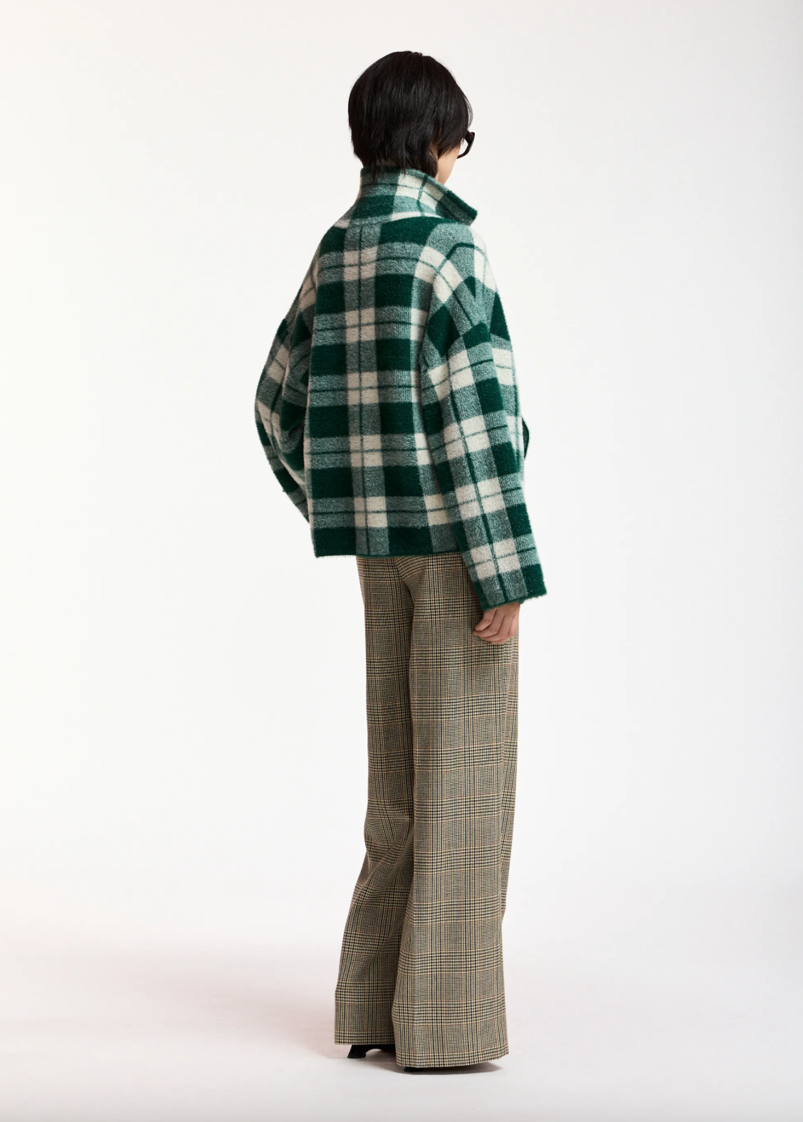 Karreau Check Knitted Jacket in Forest Whisper