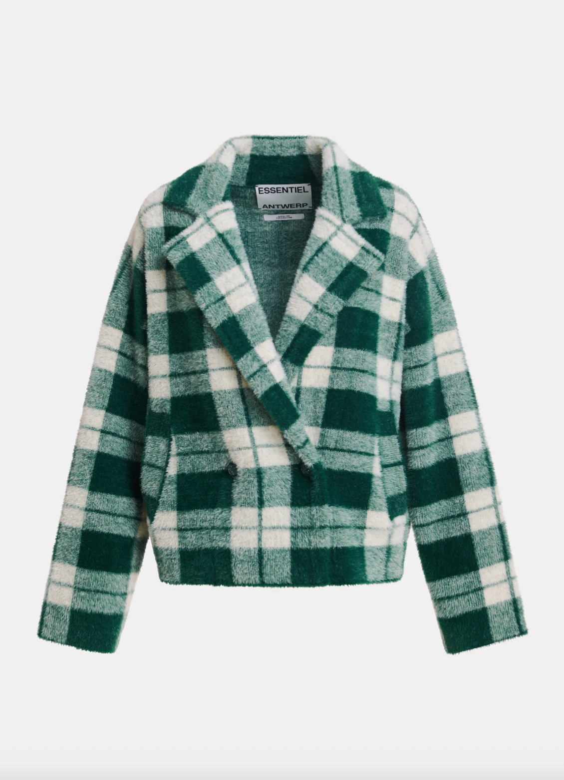 Karreau Check Knitted Jacket in Forest Whisper
