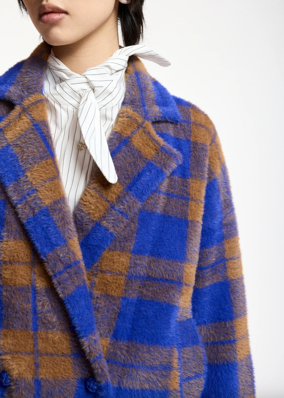 Karreau Check Knitted Jacket in Indigo Ink