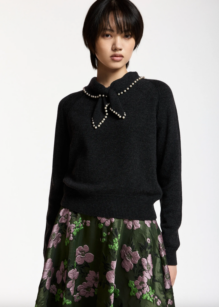 Kasa Pullover with Beads in Steel Pulse