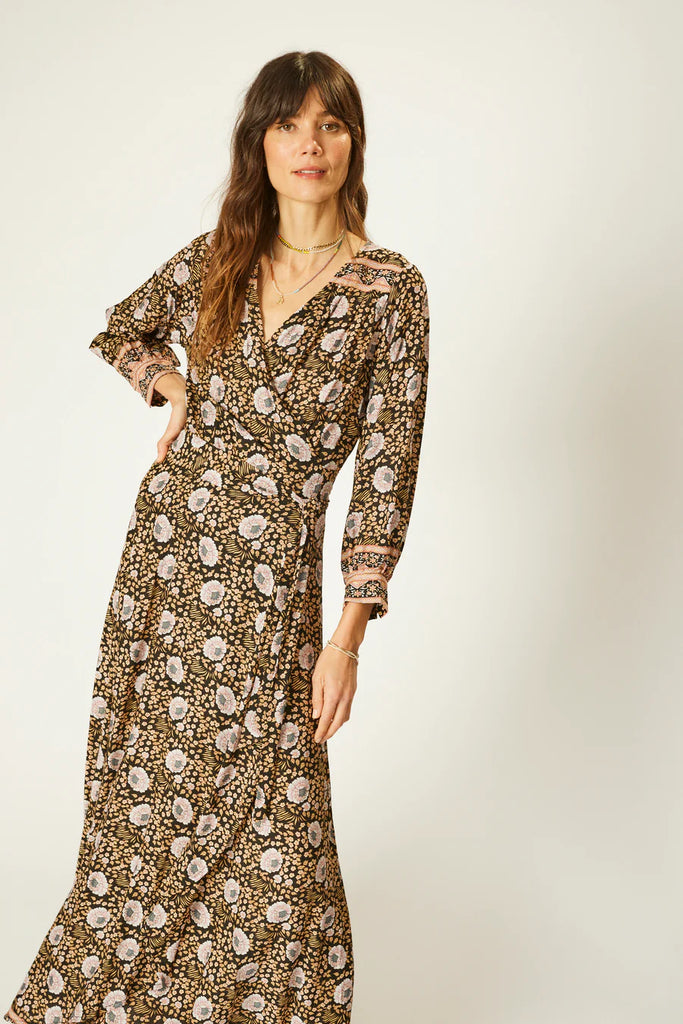 Kate Long Sleeve Dress in Vintage Flowers Sepia