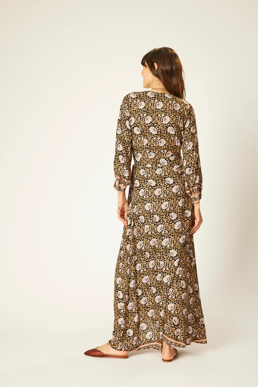 Kate Long Sleeve Dress in Vintage Flowers Sepia