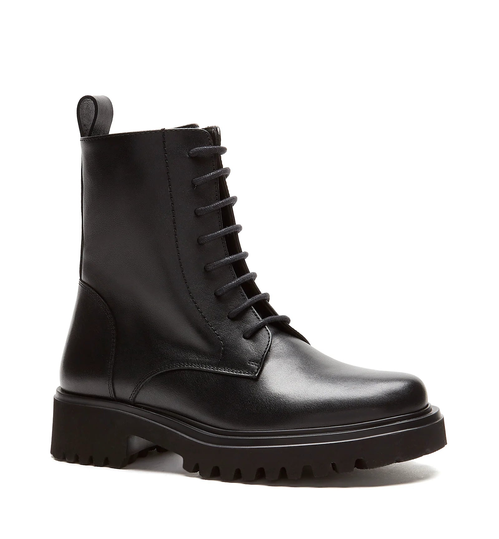 Knowledge Leather Lace Up Boot in Black