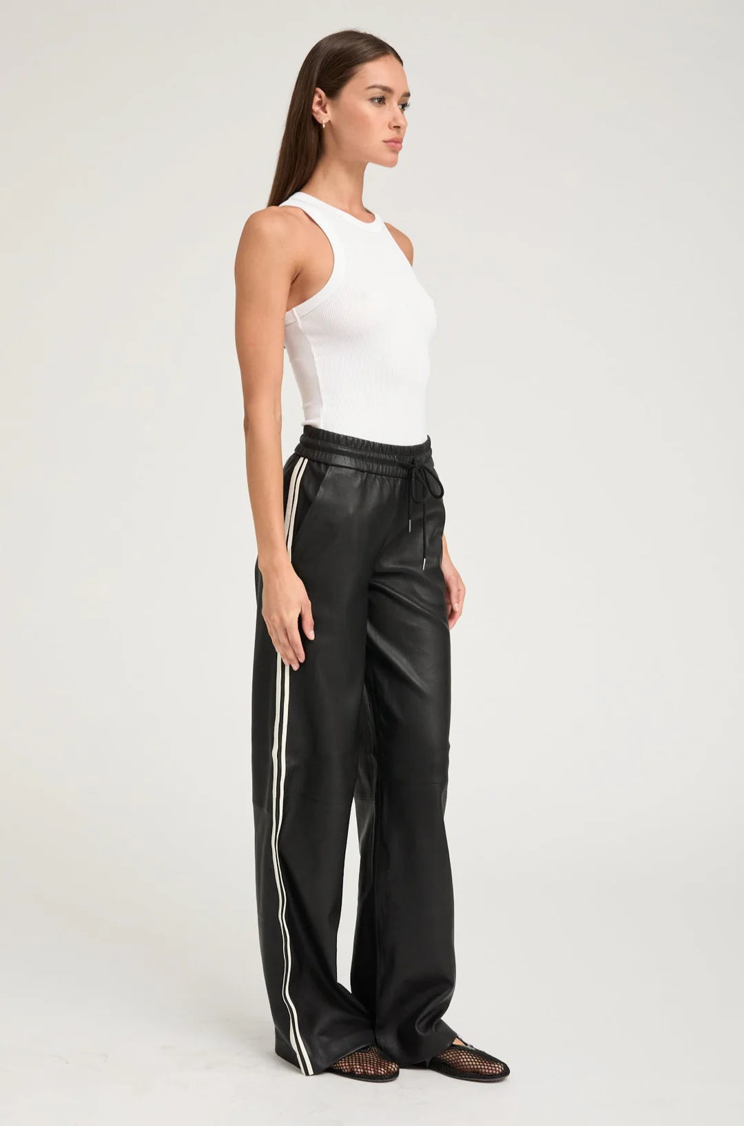 Black Leather Athletic Pants