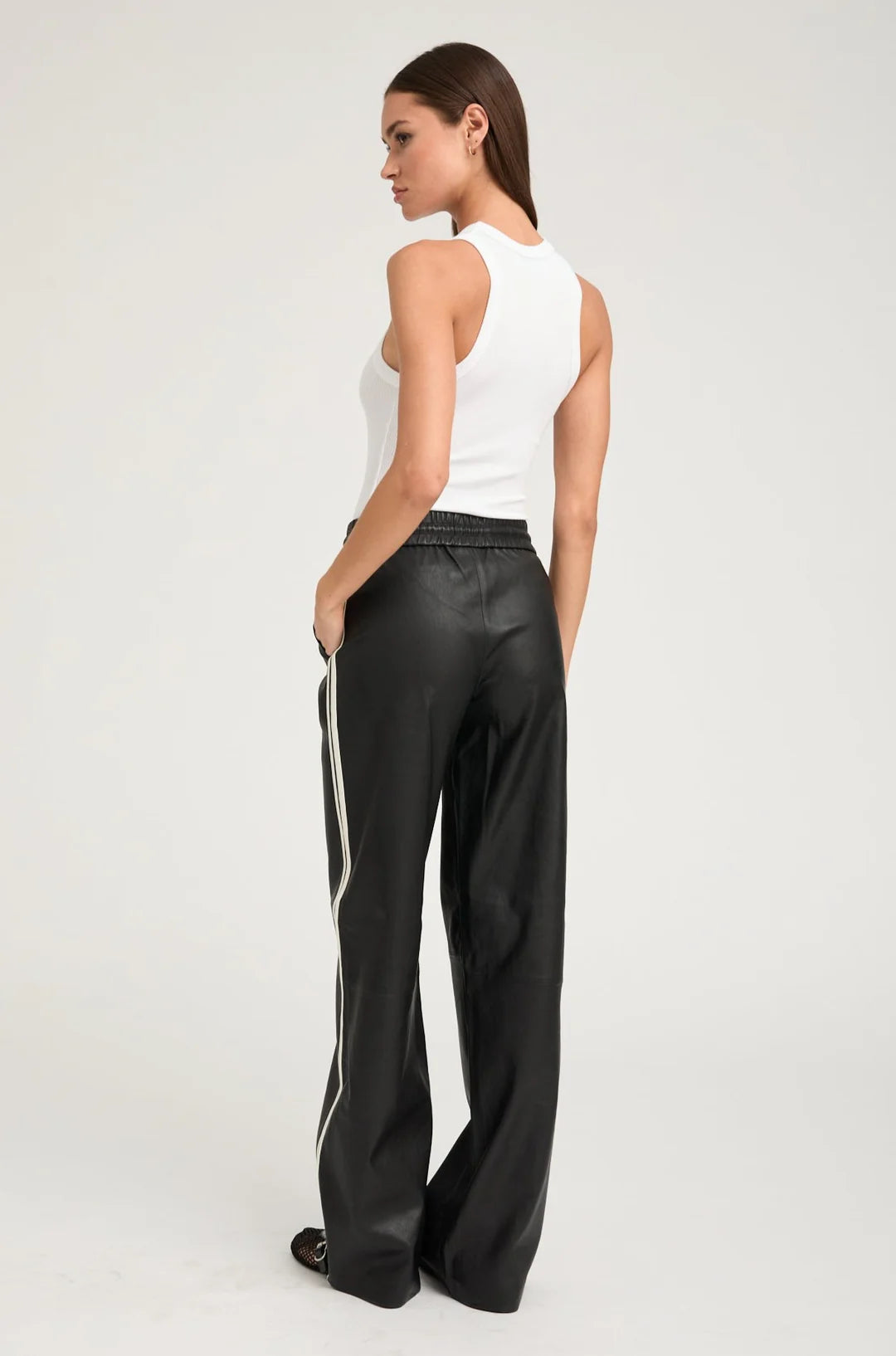 Black Leather Athletic Pants