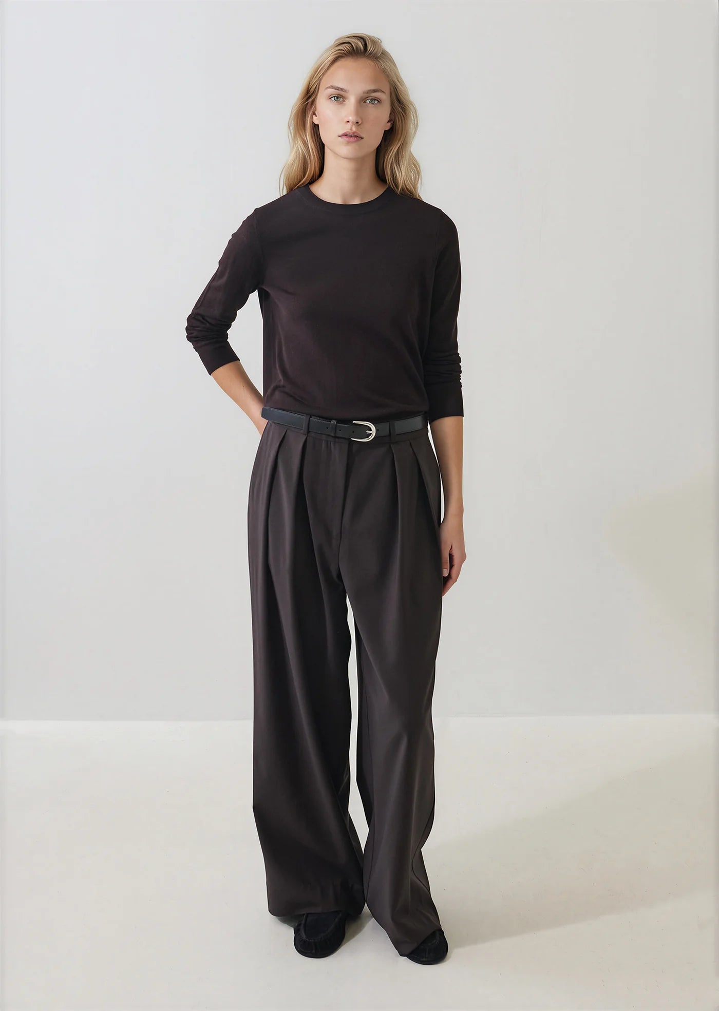 LS Extrafine Merino Classic Crew in Turkish Coffee