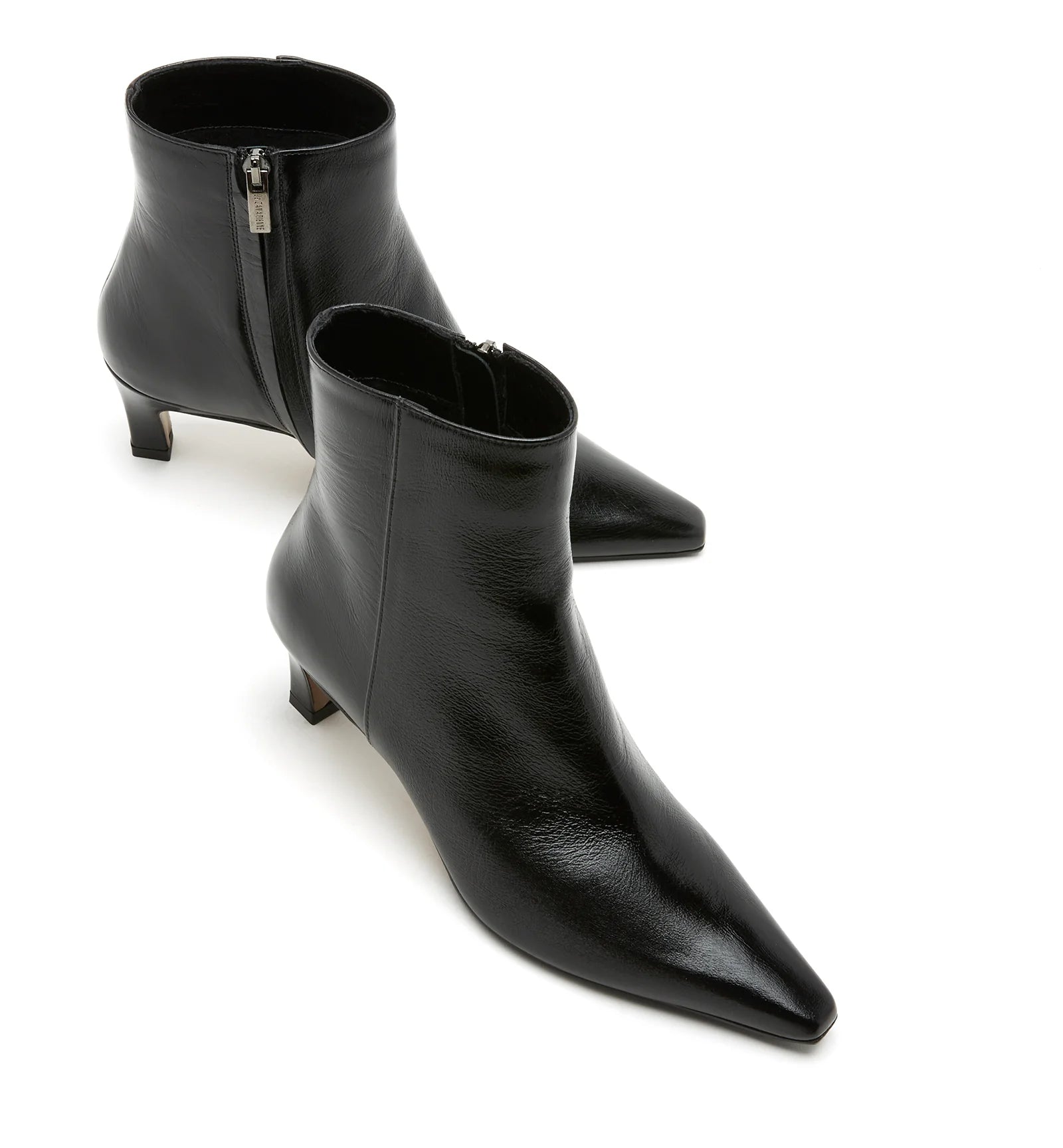 Bev Crushed Leather Heeled Bootie in Black