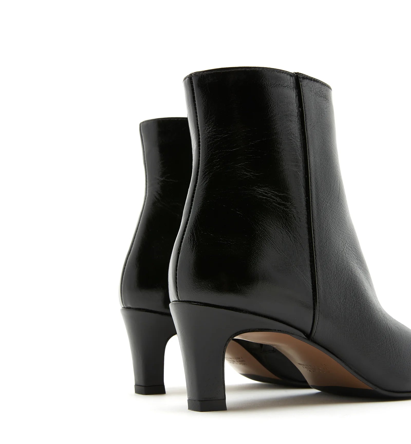 Bev Crushed Leather Heeled Bootie in Black