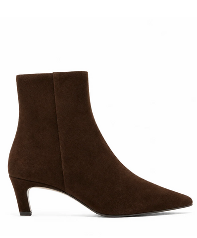 Bev Suede Heeled Bootie in Brunette